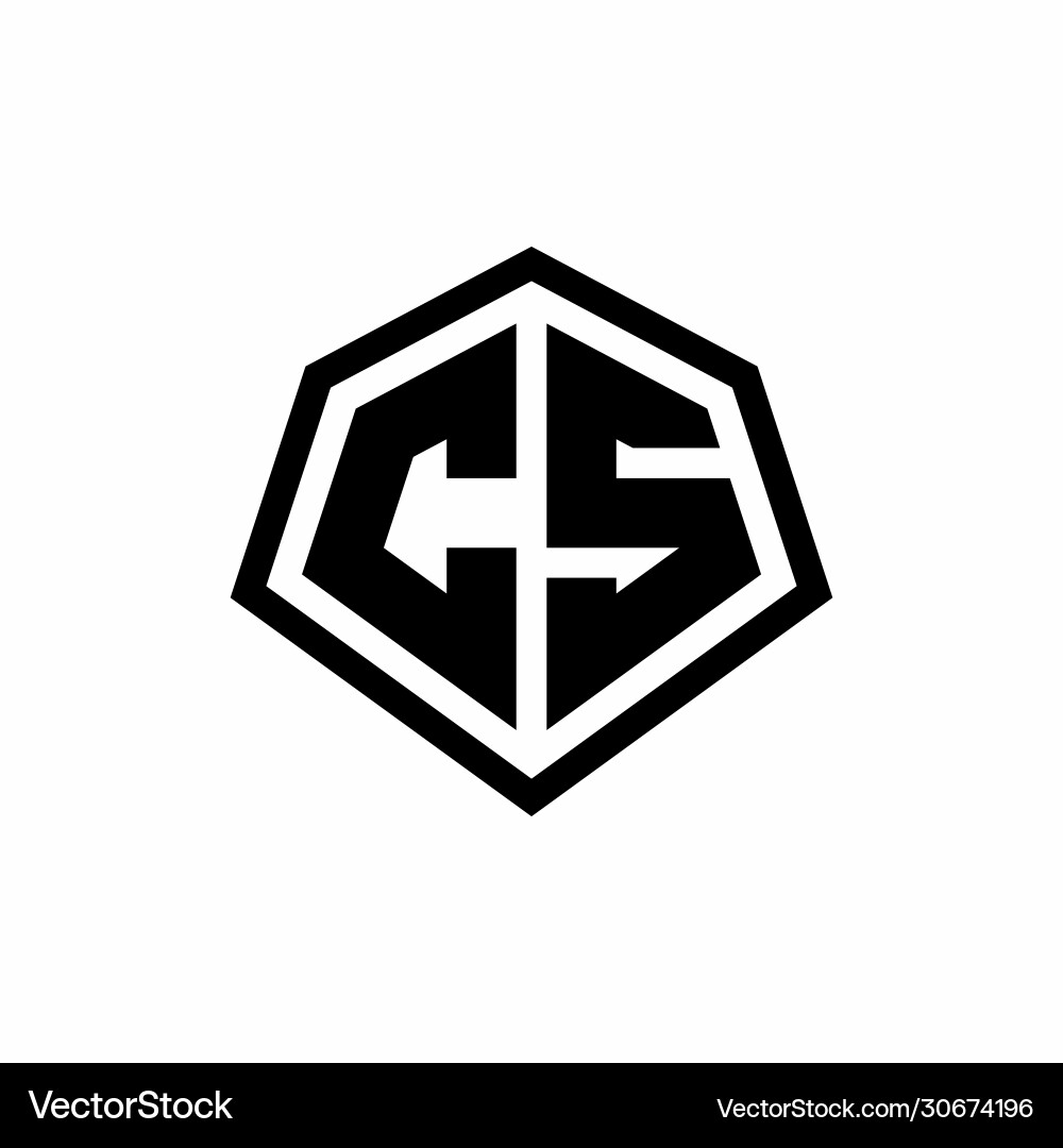 Cs monogram logo with hexagon shape and line Vector Image