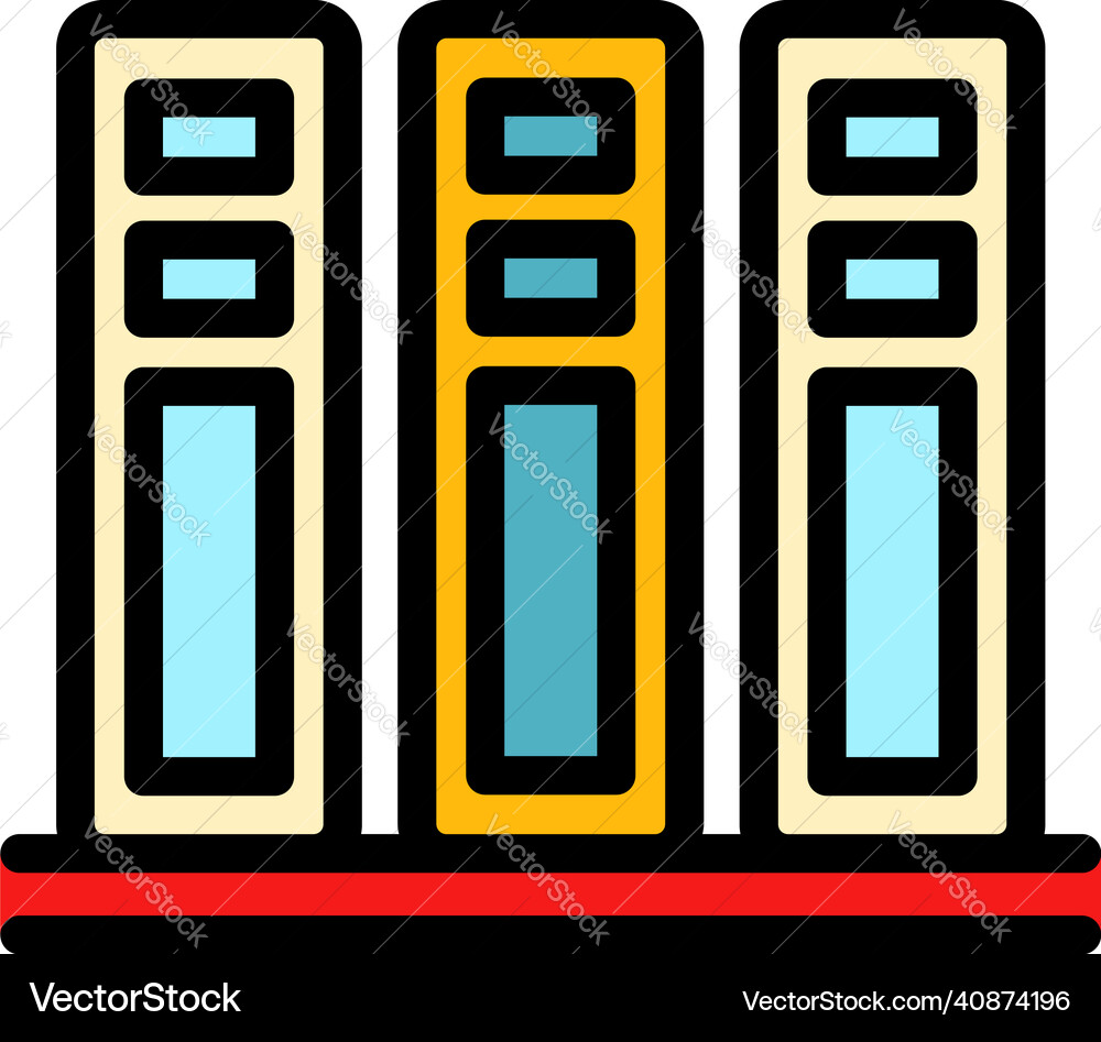 Customer data server stack icon color outline vector image
