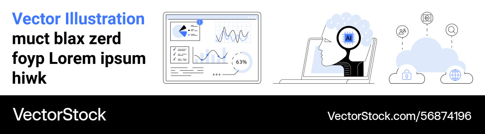 Data analysis and cloud integration Data analysis and cloud integration vector image