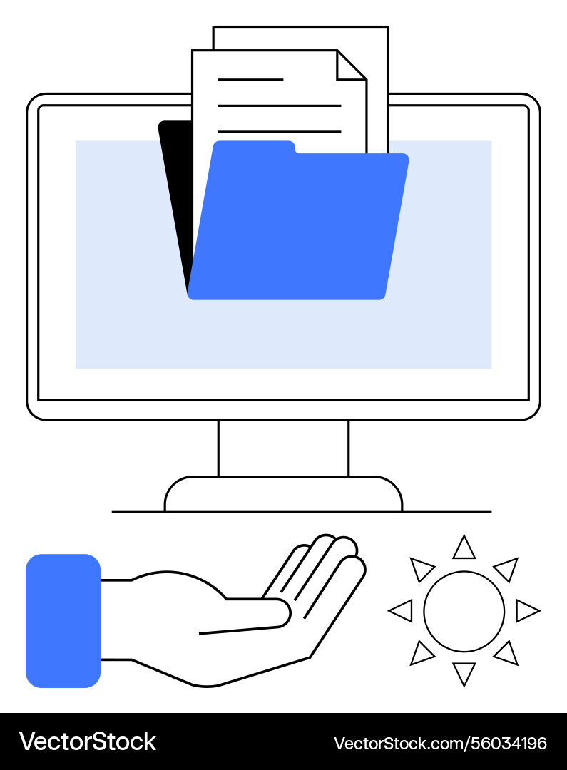 Digital file sharing concept with folder Digital file sharing concept with folder vector image