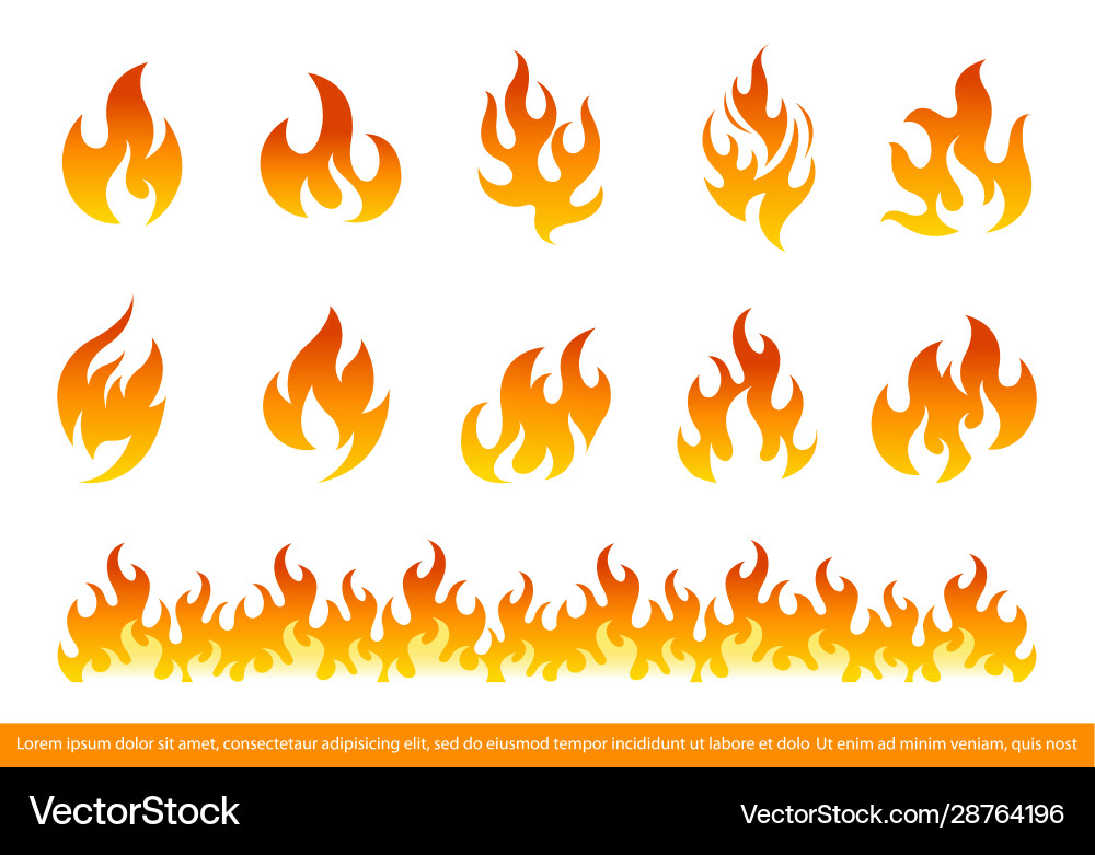 Fire flames icon set Fire flames icon set vector image