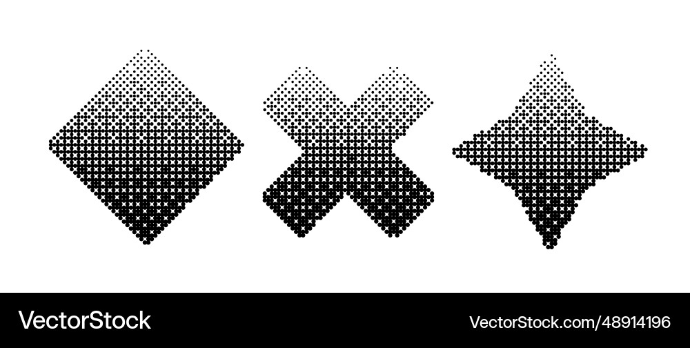 Geometric shapes bitmap set dither gradient forms Geometric shapes bitmap set dither gradient forms Vector Image