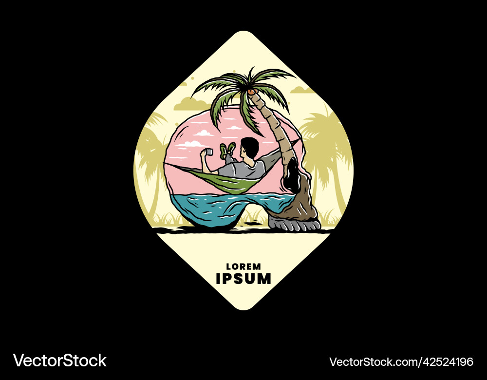 Man on hammock in skull shape vector image