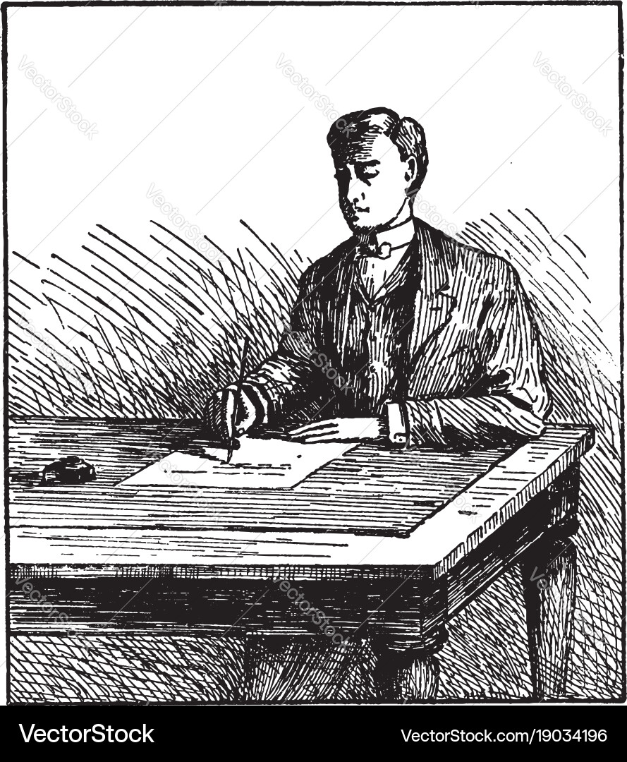 Man writing at table or seated Vector Image