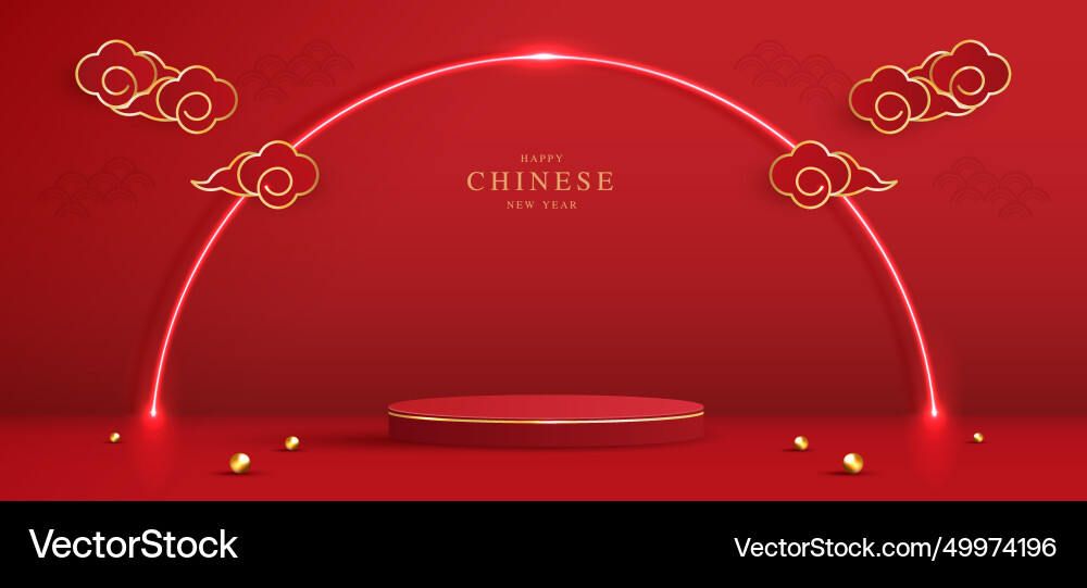 Podium stage chinese style for new year Podium stage chinese style for new year vector image