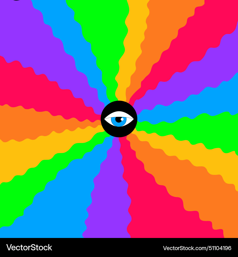 Psychedelic background with colorful rays Vector Image