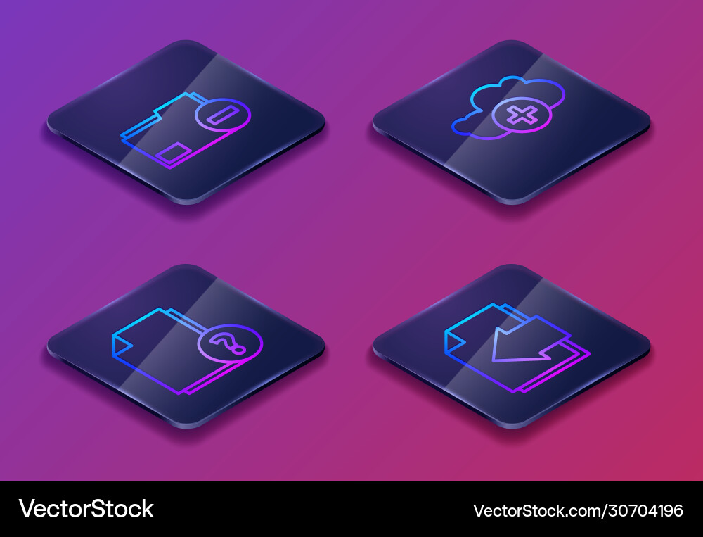 Set isometric line document folder with minus Set isometric line document folder with minus vector image