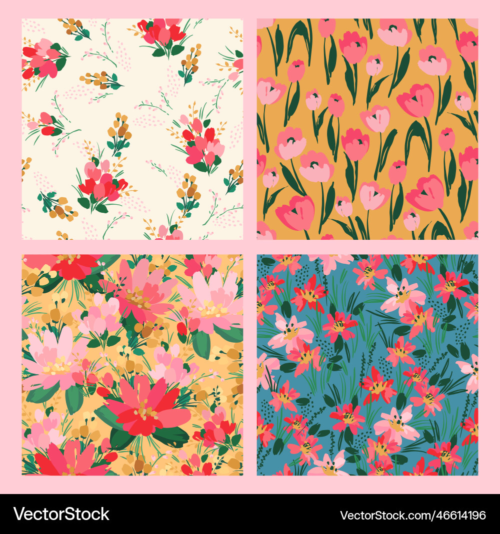 Set of lforal seamless patterns design Set of lforal seamless patterns design vector image