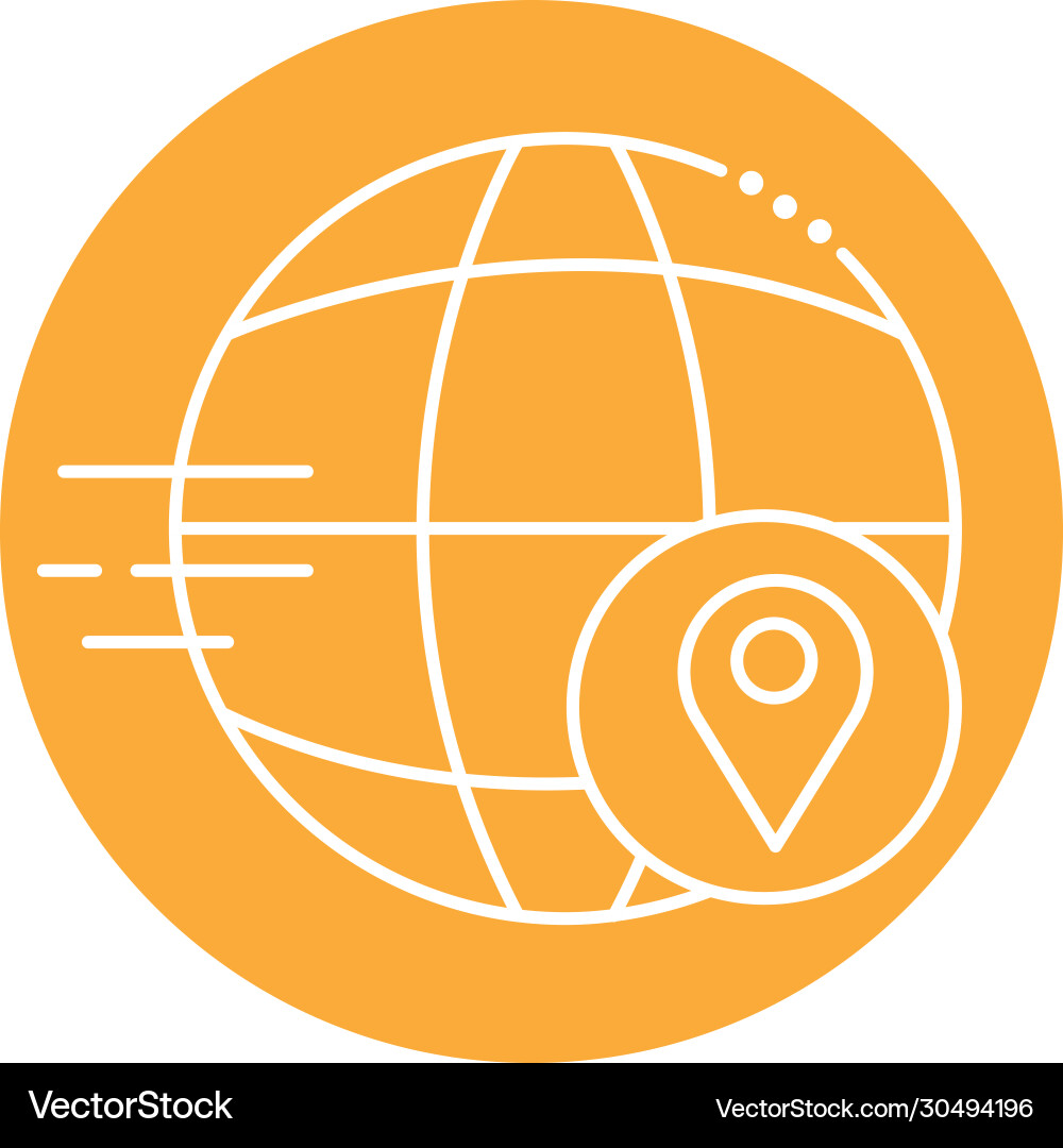 Sphere browser with pin location block line style vector image