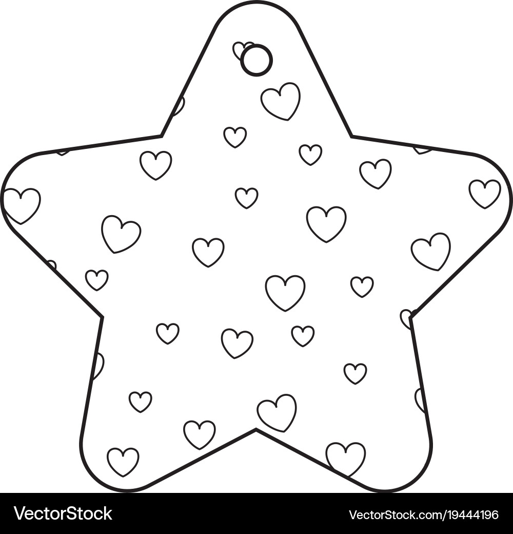 Star frame with hearts pattern background Vector Image