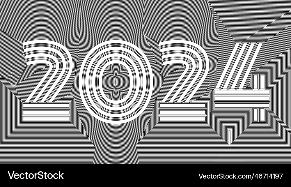2024 new year card geometric black and white Vector Image