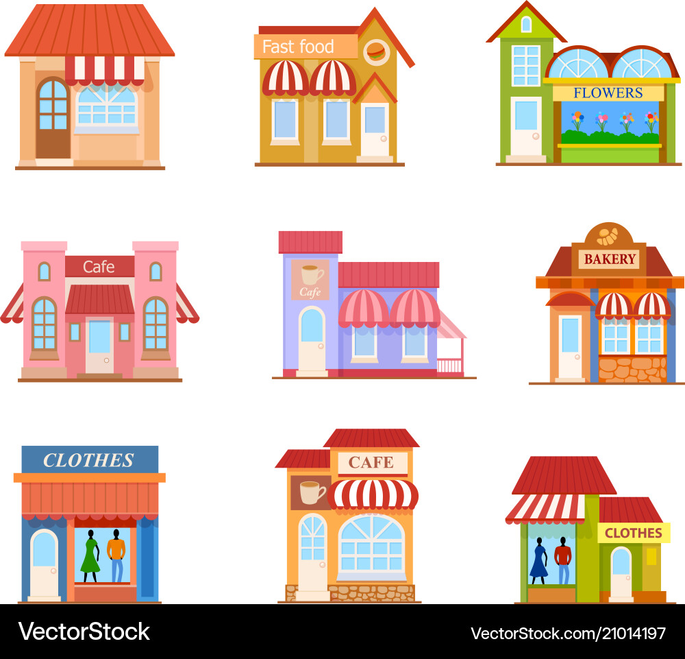 Building flat style set vector image