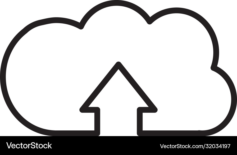 Cloud storage with upload arrow icon line style Cloud storage with upload arrow icon line style vector image
