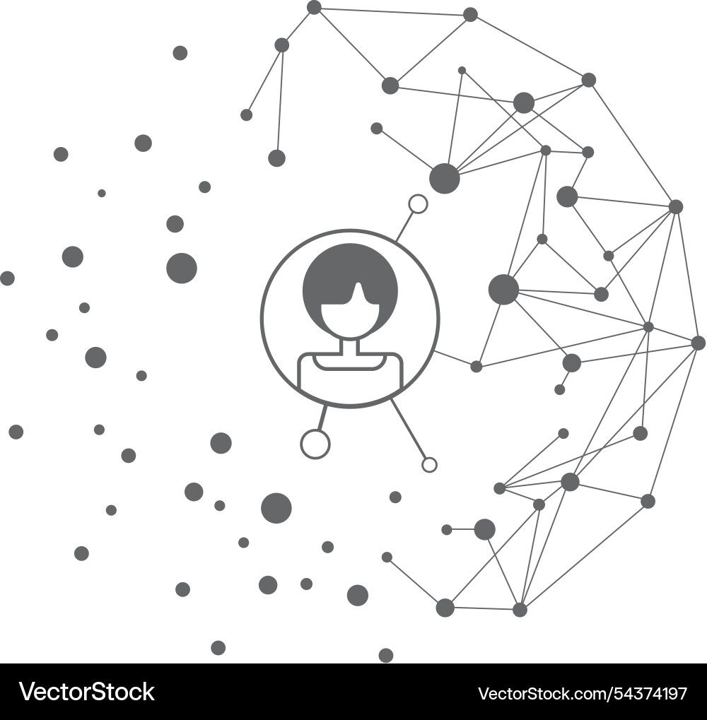 Connected user data global dots vector image