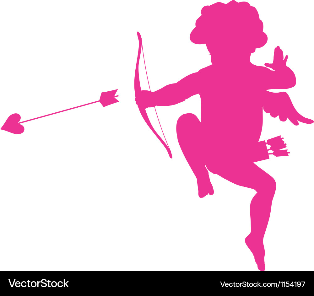 Cupid Silhouette - Valentine's Love vector image