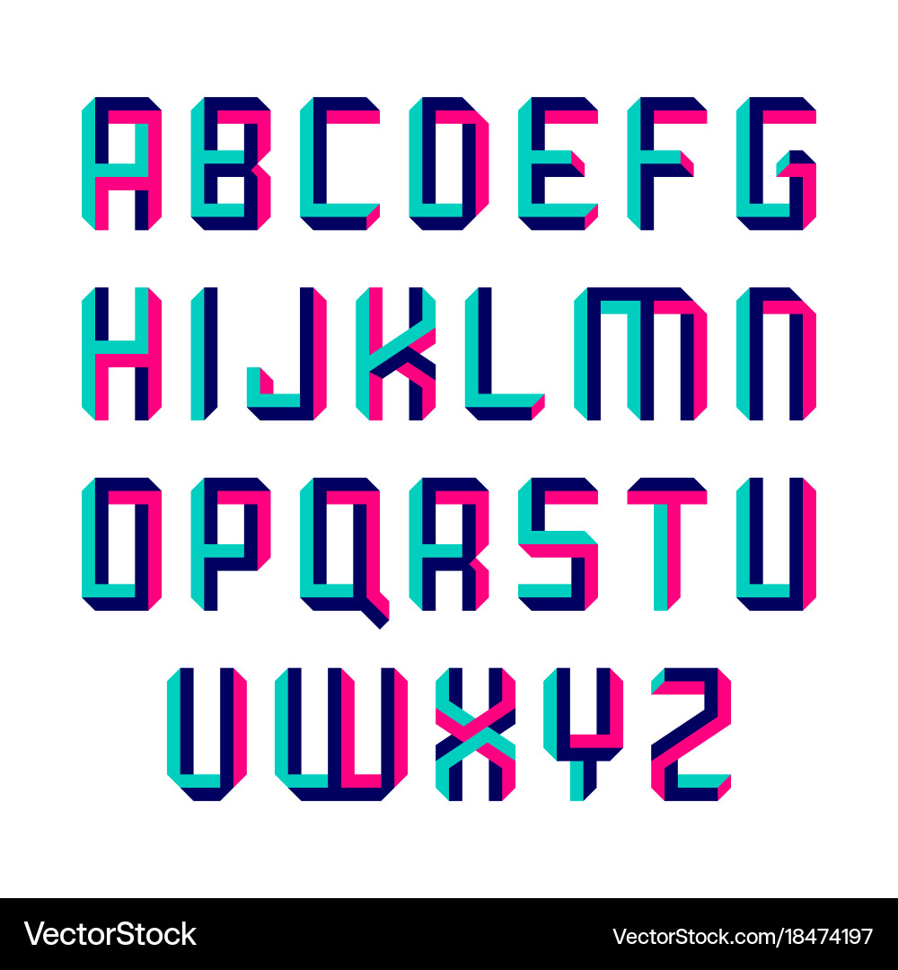 Distorted Shape Font Vector Image