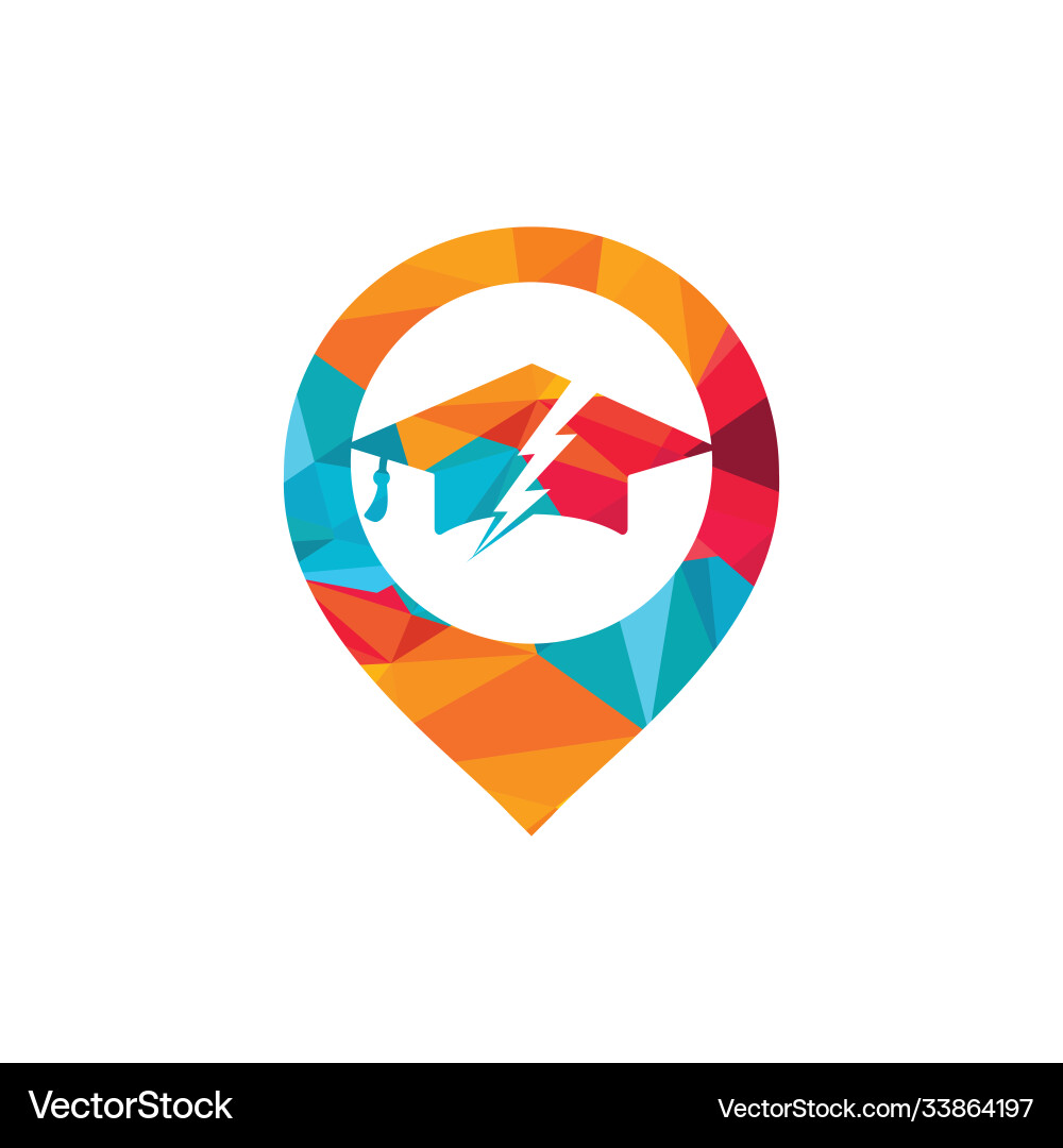 Graduation cap with thunder and pin pointer icon Graduation cap with thunder and pin pointer icon Vector Image