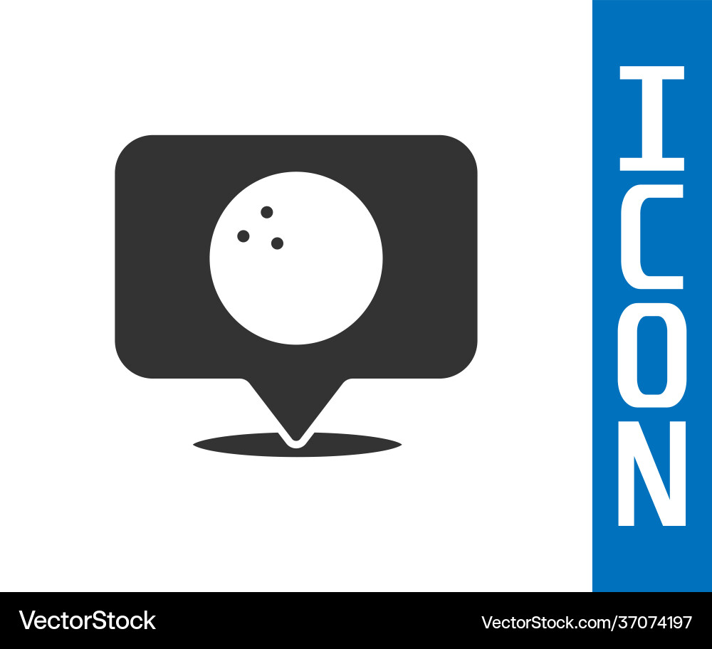 Grey map pointer with bowling ball icon isolated Grey map pointer with bowling ball icon isolated Vector Image