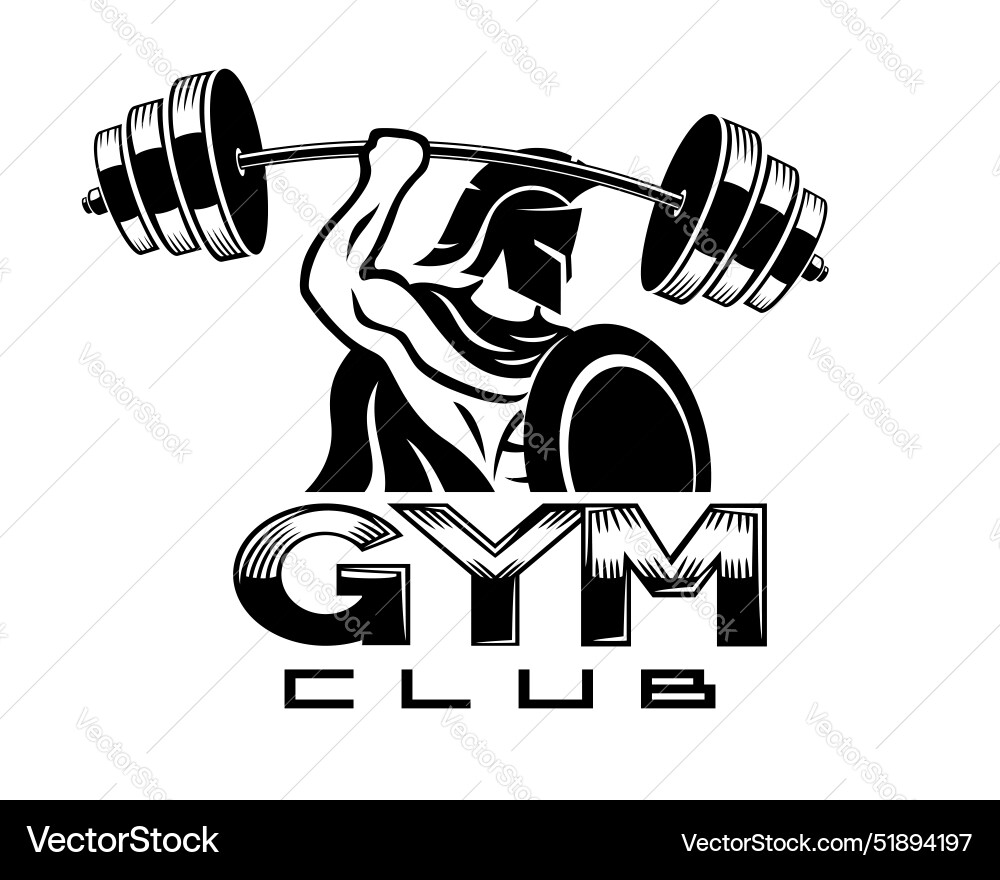 Gym icon with spartan and barbell in hand Vector Image