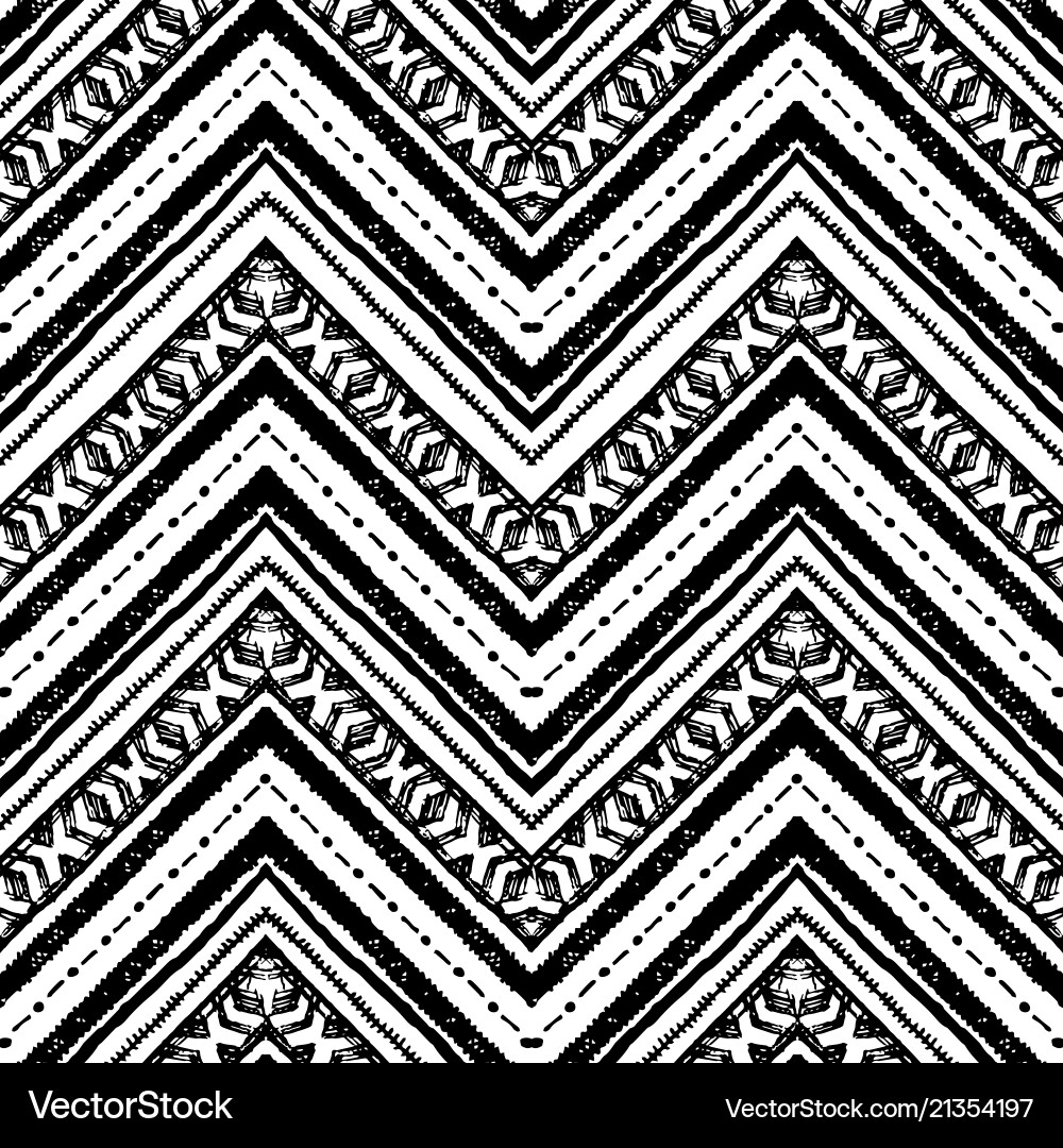Hand drawn pattern zigzag and stripe line Vector Image