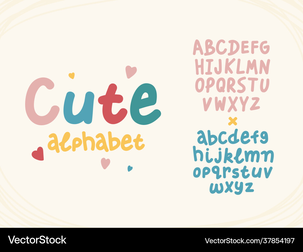 Hand gezeichnet süße Buchstaben lustiges Alphabet Cartoon Hand gezeichnet süße Buchstaben lustiges Alphabet Cartoon vektorbild