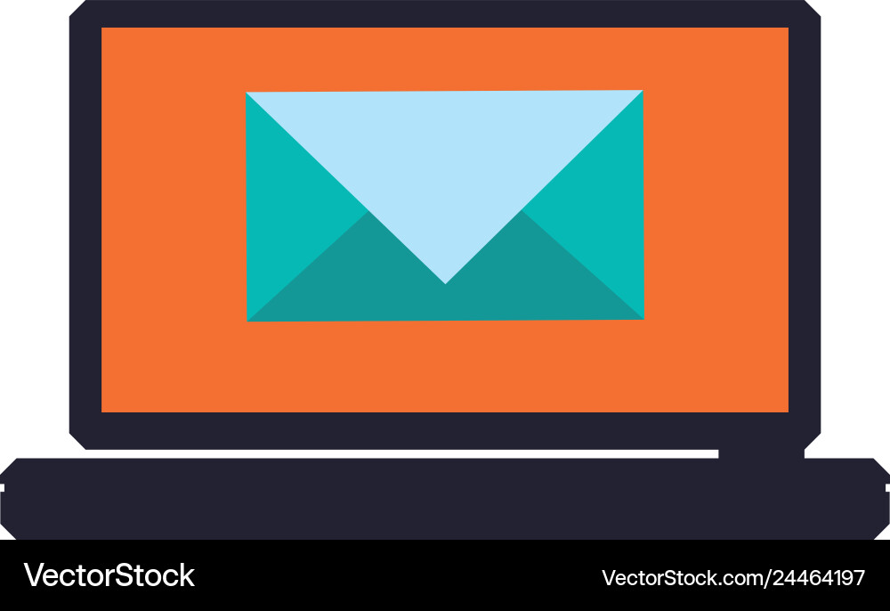 Laptop computer with envelope Laptop computer with envelope Vector Image