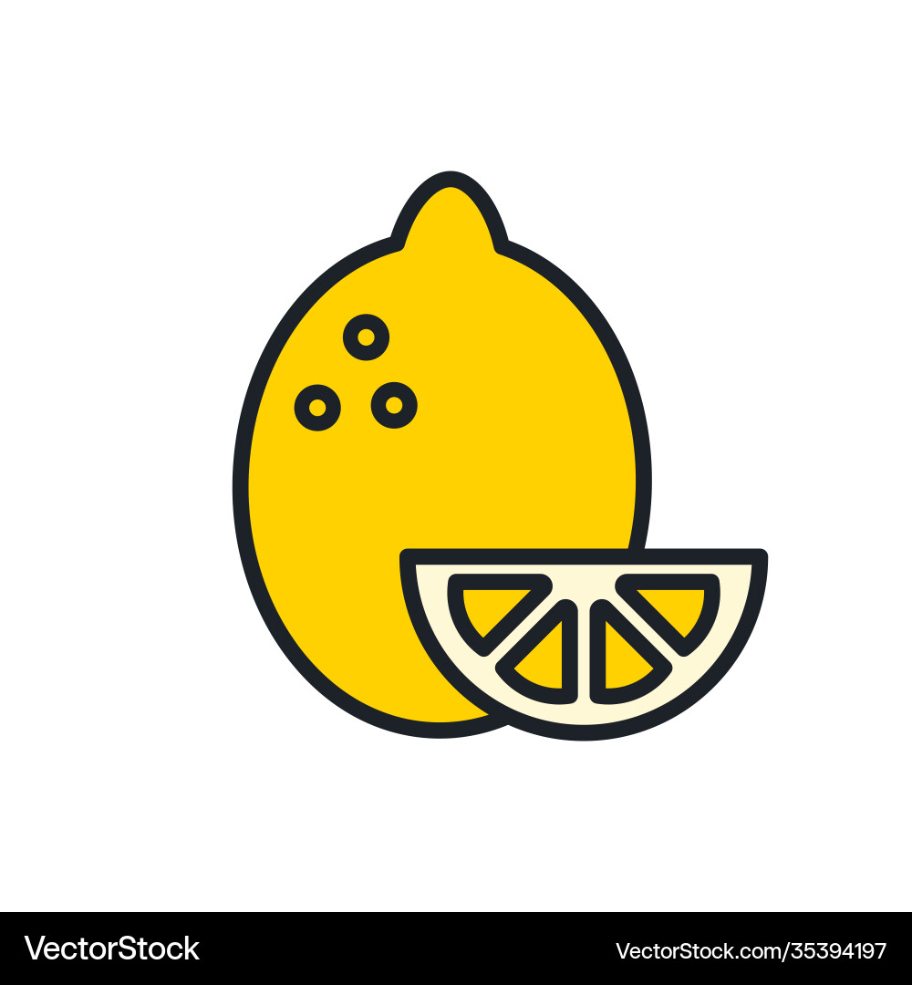 Lemon icon linear color contour shape Vector Image