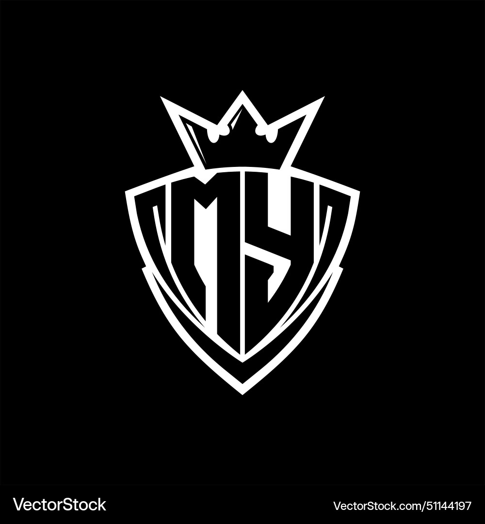 My letter logo with sharp triangle shield shape My letter logo with sharp triangle shield shape Vector Image