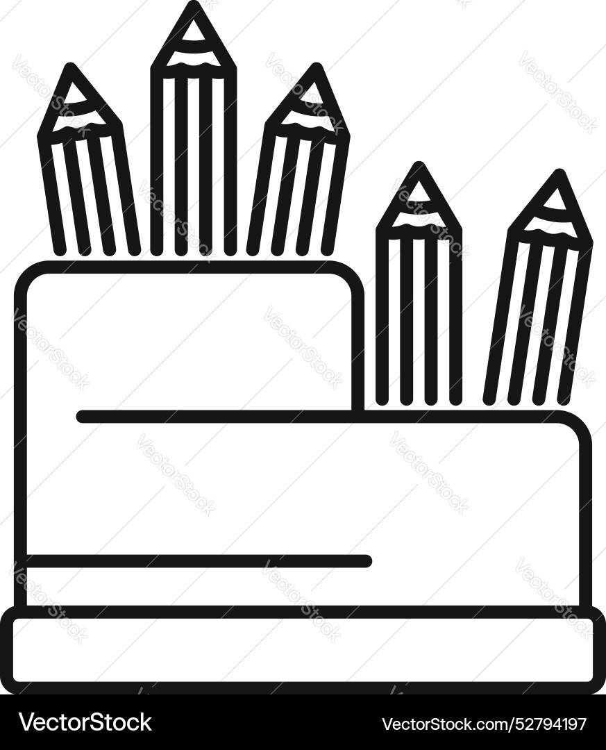 Office desk tidy with pencils standing in a row vector image