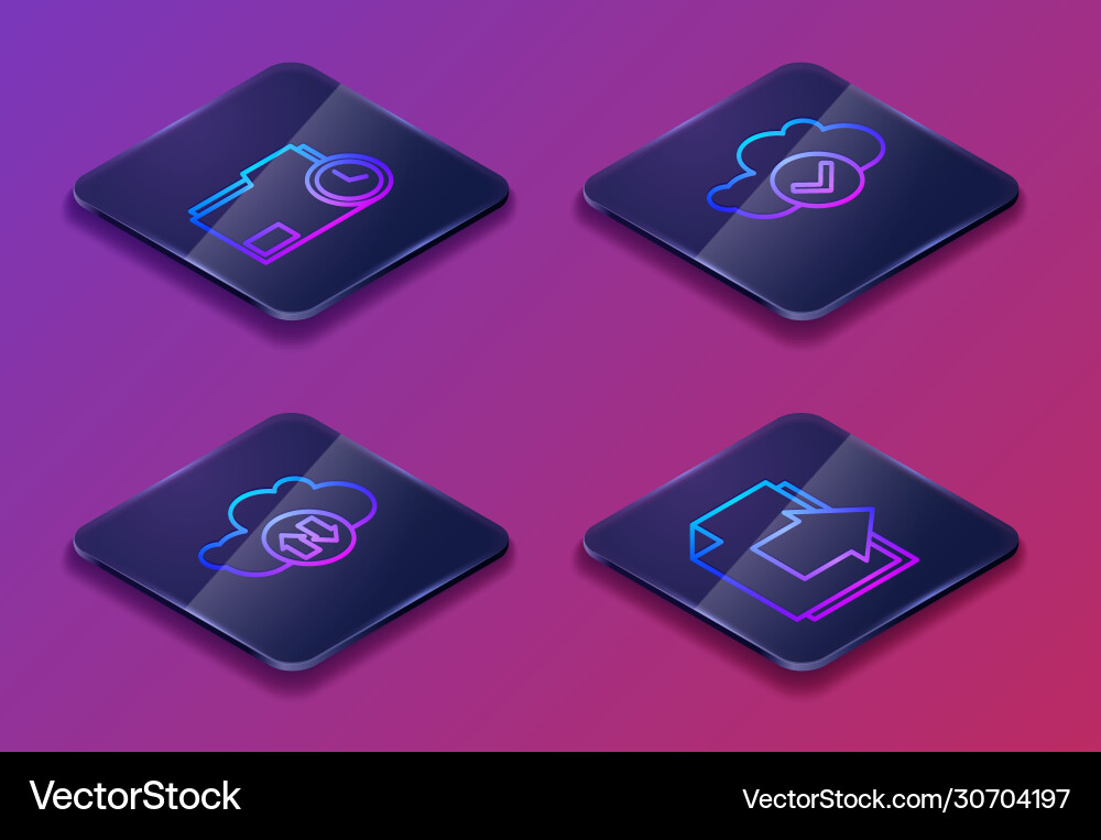 Set isometric line document folder with clock Set isometric line document folder with clock vector image
