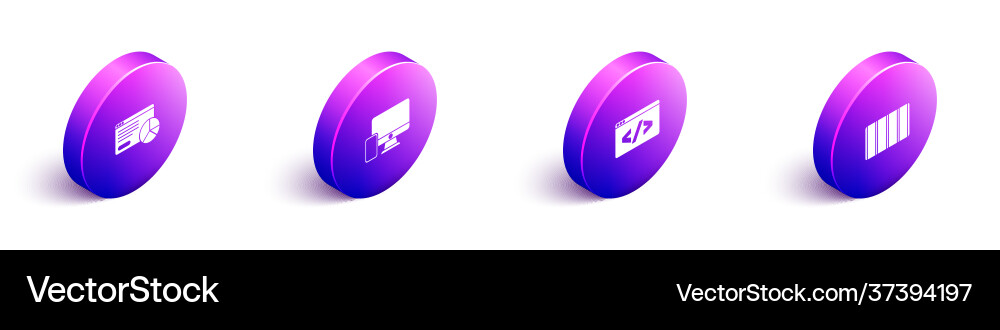 Set isometric website statistic monitor Set isometric website statistic monitor vector image