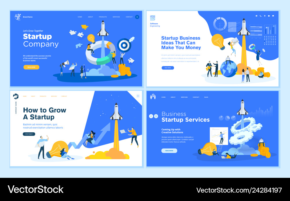 Set of flat design web page templates Set of flat design web page templates vector image