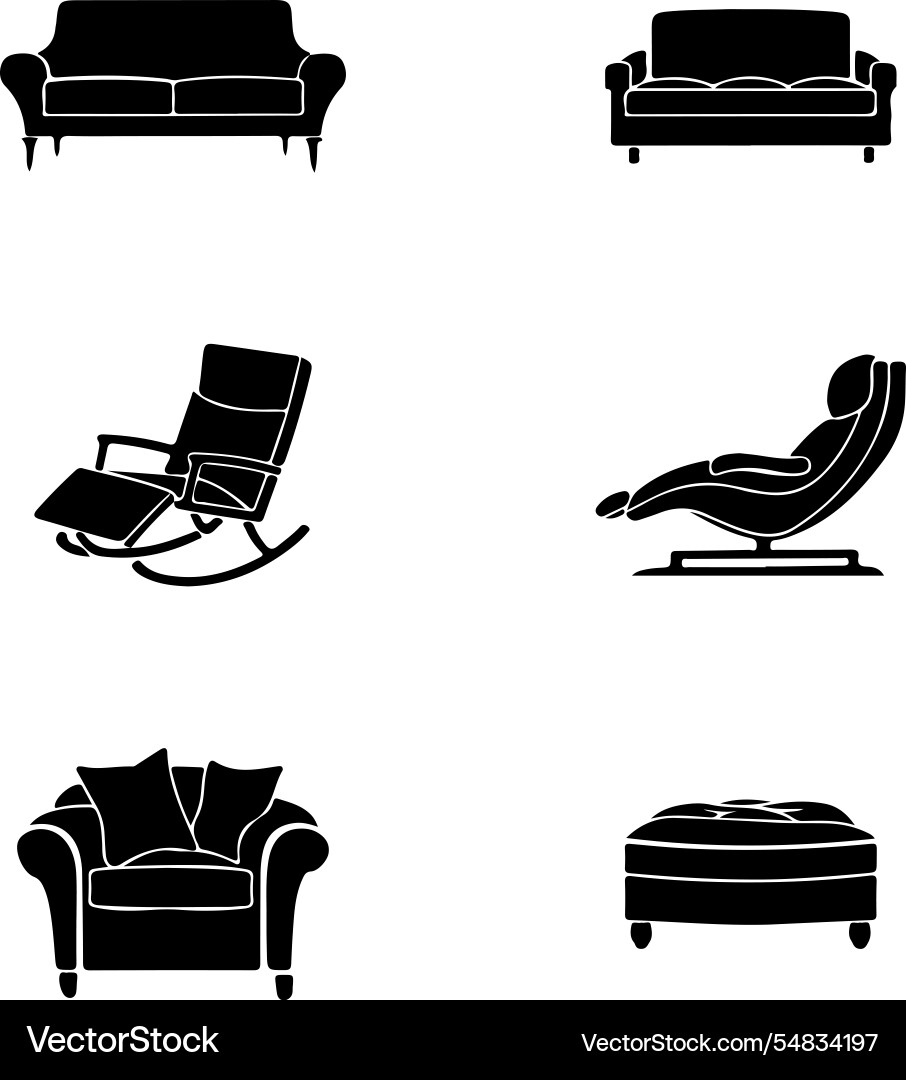 Sofa icons set simple of 9 icon Vector Image