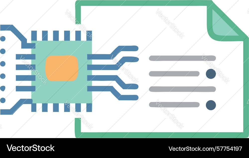 Technology document icon with circuit board Vector Image