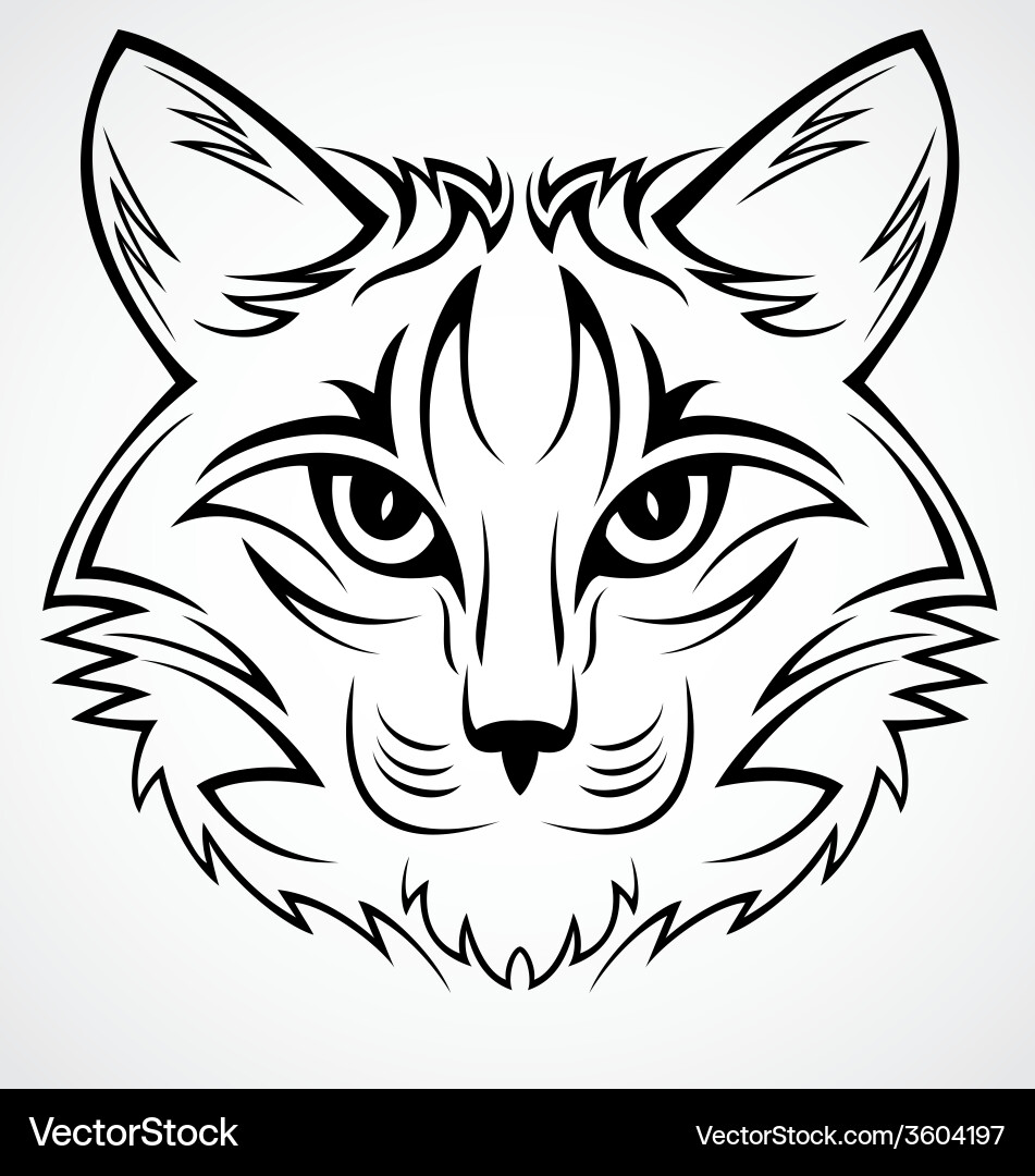 Tribal Cat Face Vector Image