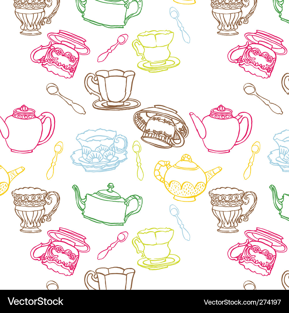 Vintage Tea Party Seamless Pattern Royalty Free Vector Image