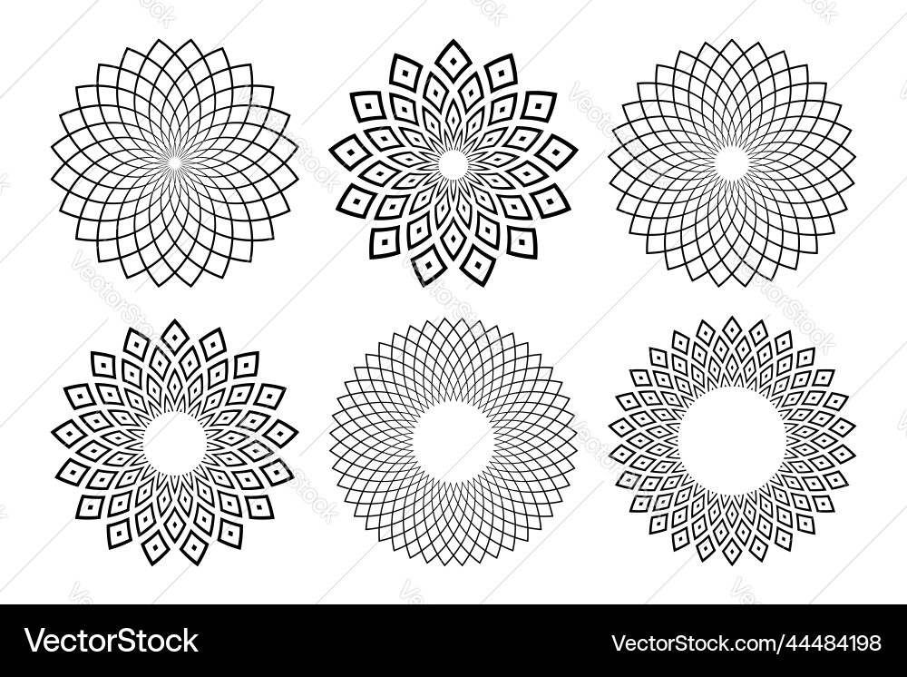 Abstract geometric circle radial patterns Abstract geometric circle radial patterns vector image