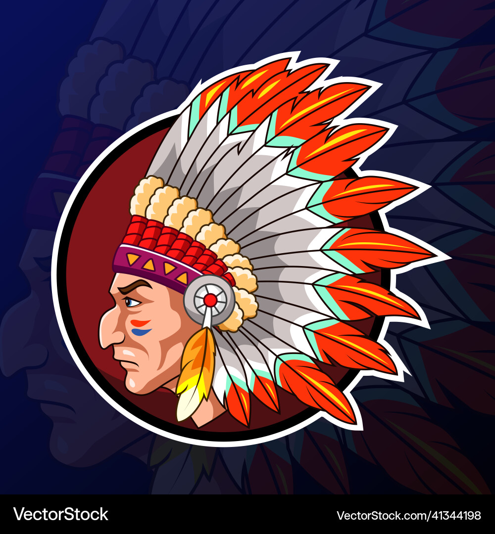 Cartoon american indian head mascot vector image