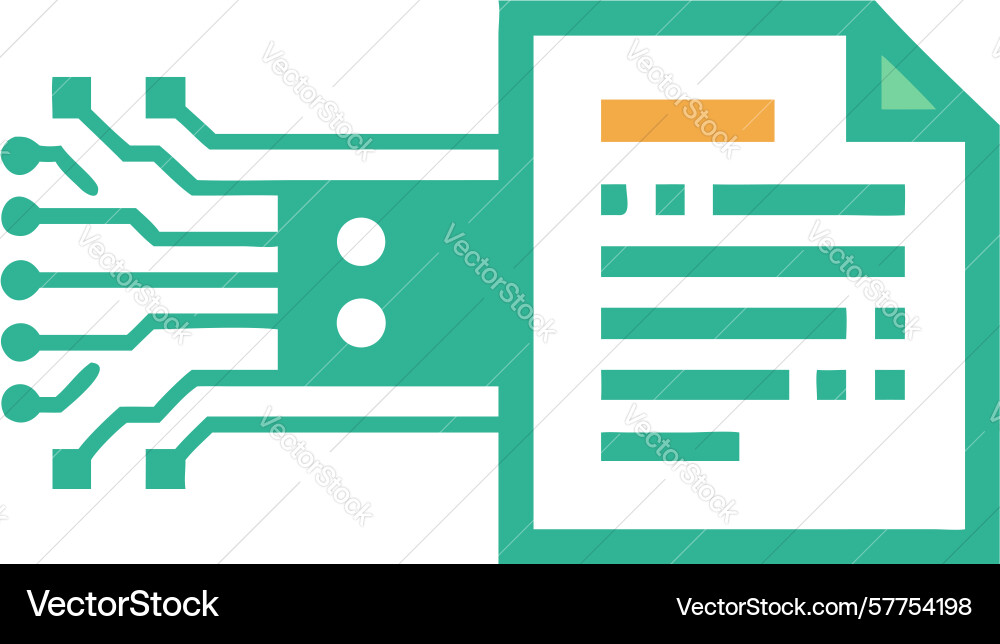 Digital data document icon with circuitry design vector image