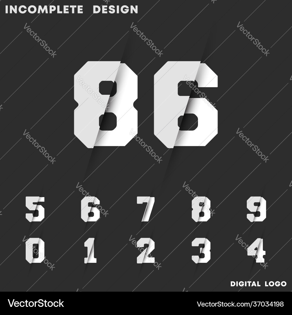 Incomplete digital design set numbers 0 1 2 3 Incomplete digital design set numbers 0 1 2 3 vector image