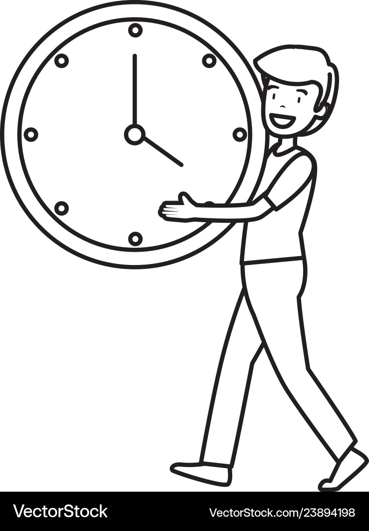 Man with time clock vector image