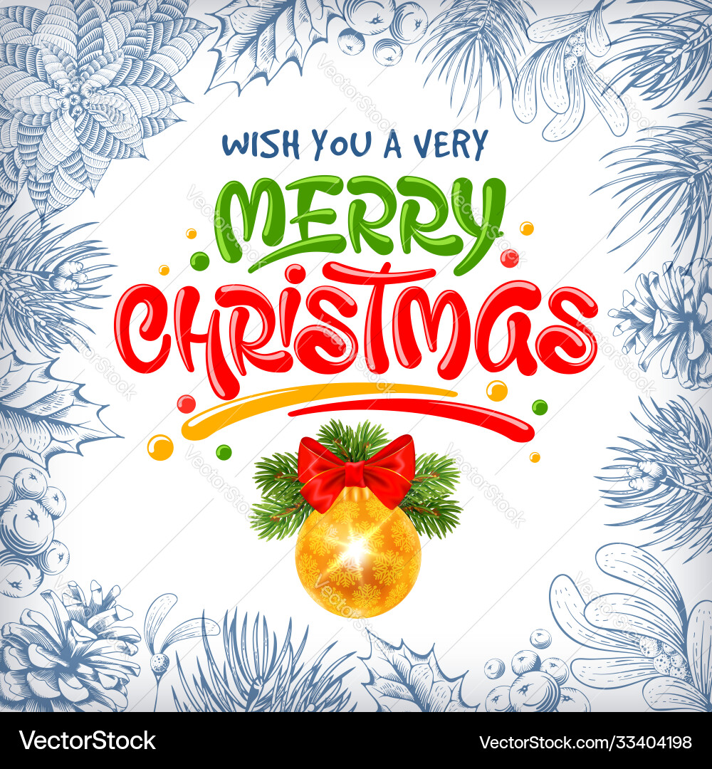 Merry christmas background with ball Merry christmas background with ball vector image