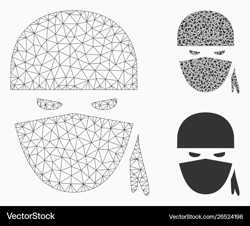 Ninja head mesh network model and triangle Ninja head mesh network model and triangle vector image
