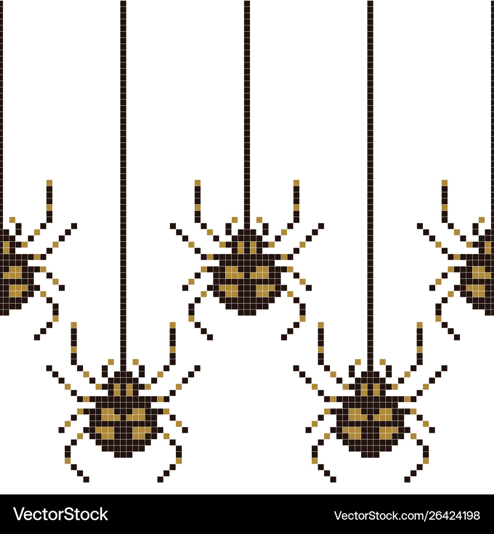Pixel seamless pattern with 8 bit spider Pixel seamless pattern with 8 bit spider vector image