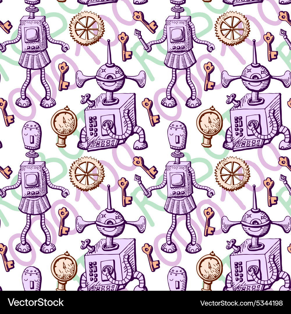 Robots seamless pattern vector image