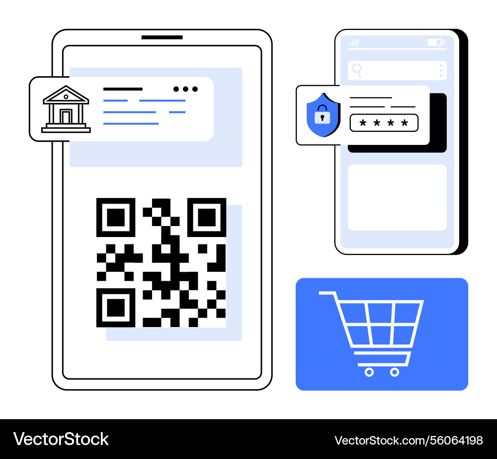 Secure mobile payment with qr code banking Secure mobile payment with qr code banking vector image
