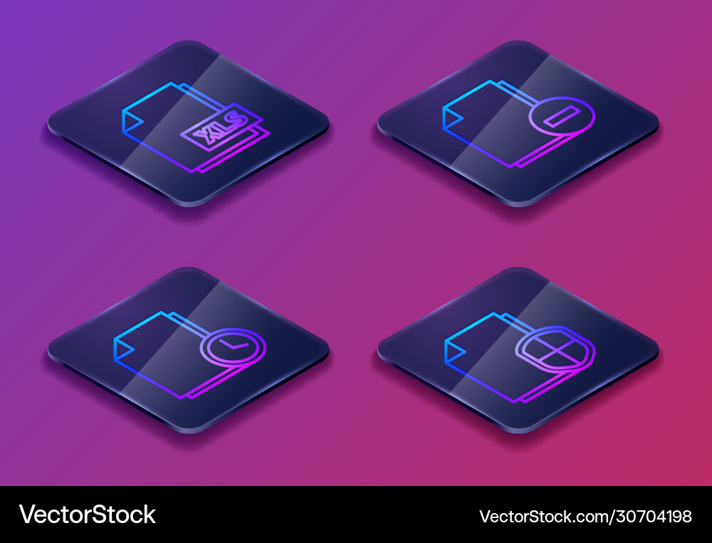 Set isometric line xls file document Vector Image