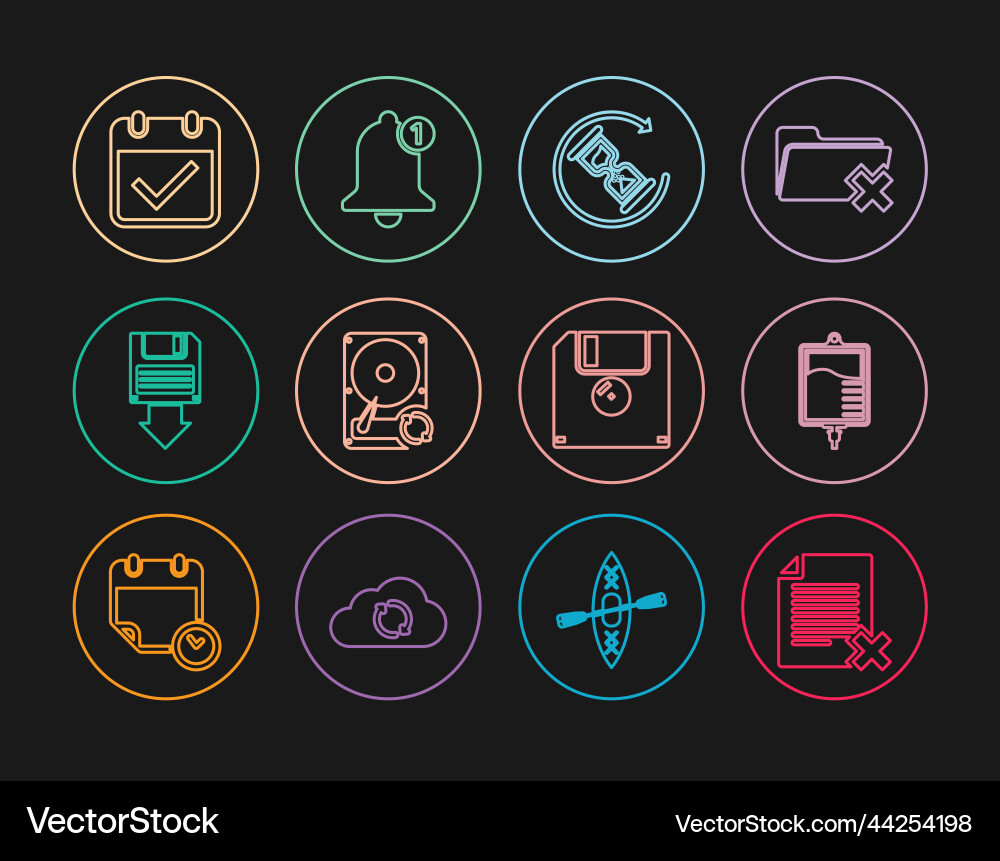 Set line delete file document iv bag waiting Set line delete file document iv bag waiting vector image