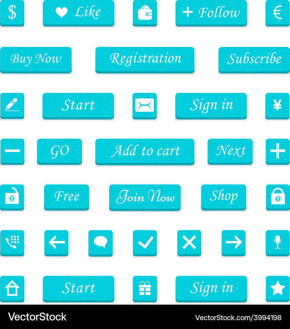 Set of cyan buttons and web elements Vector Image