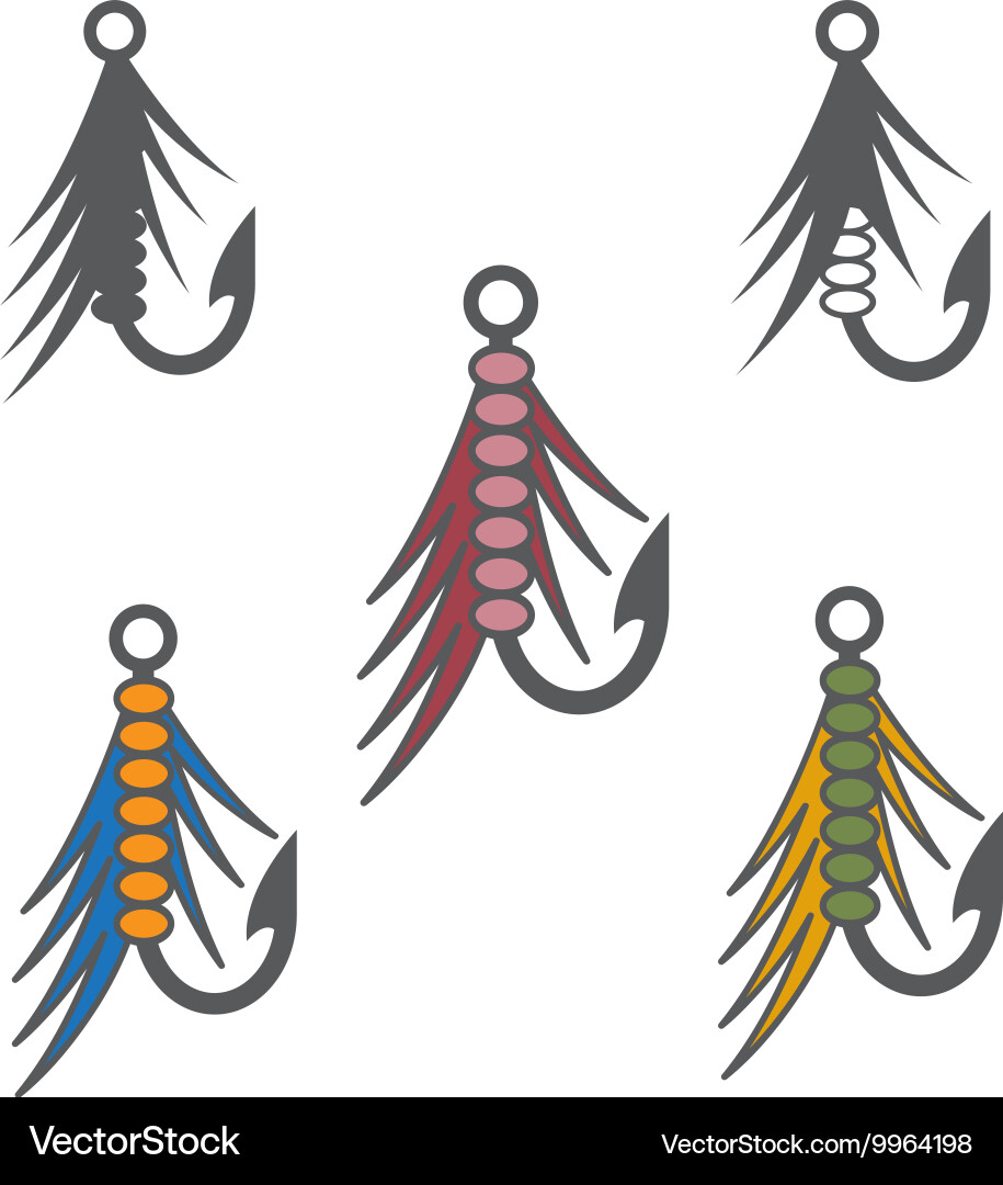Set of fishing hooks and lures design template Vector Image